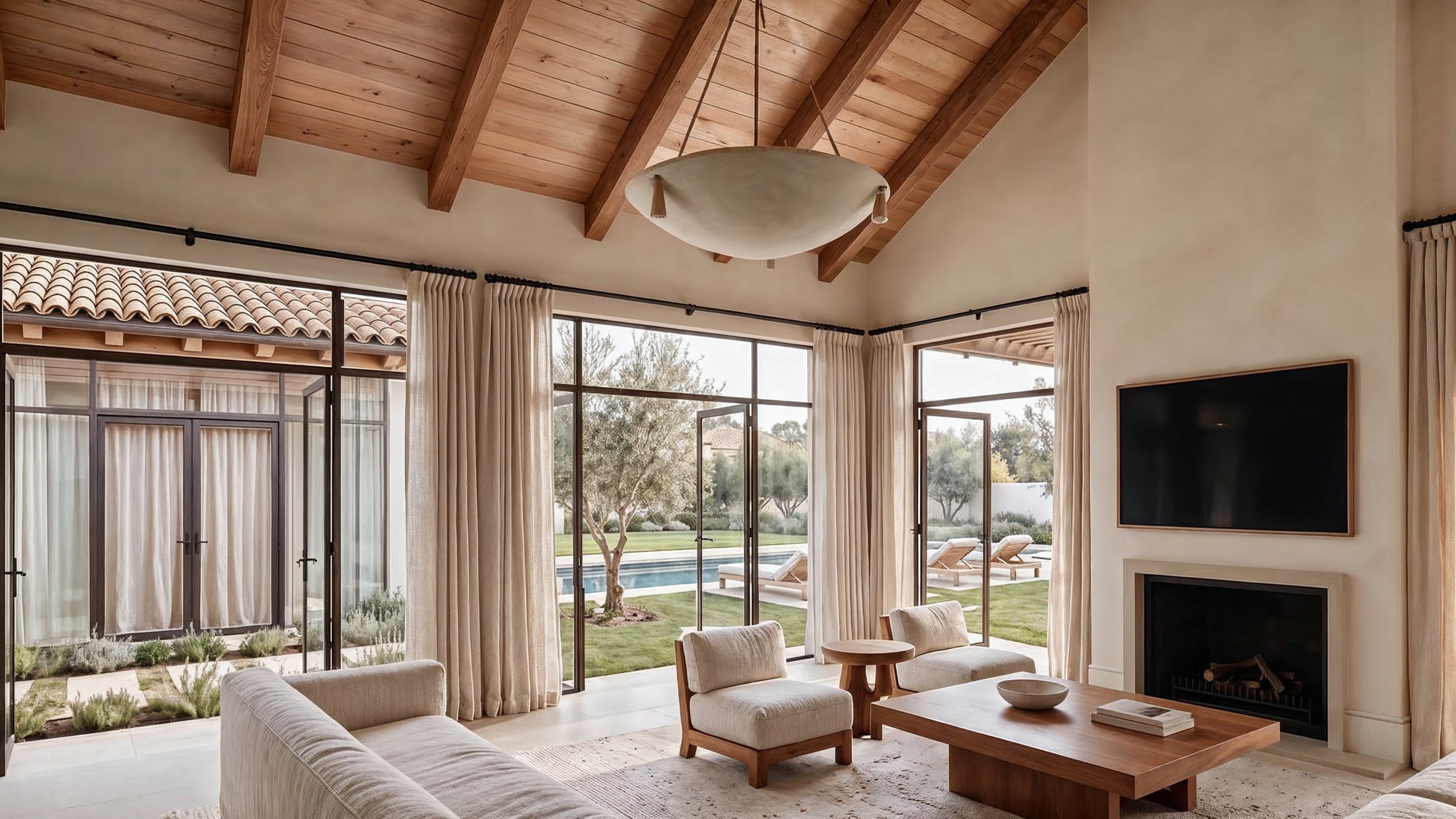 Living room at Encino Residence