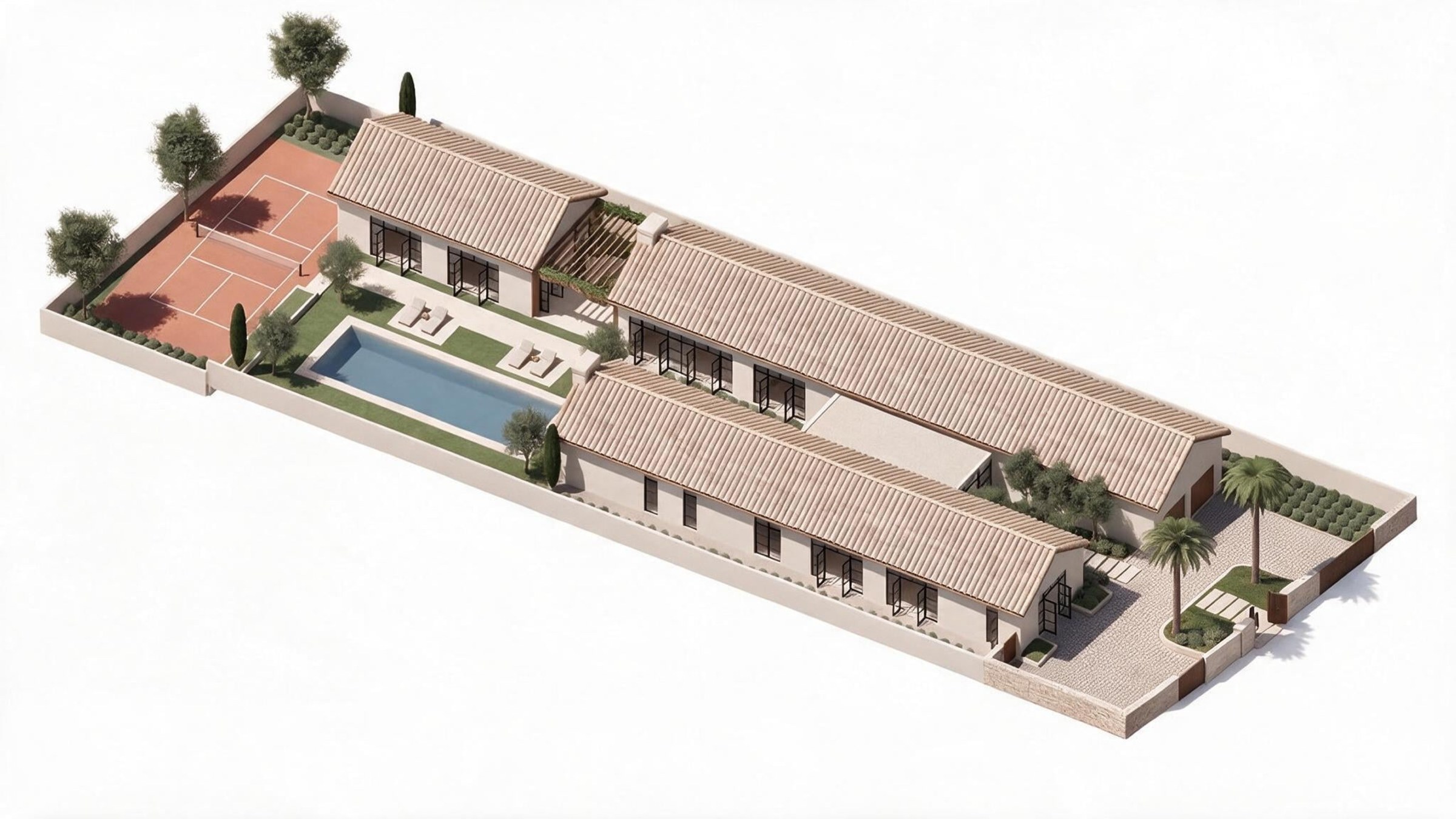 Aerial design view of Encino Residence